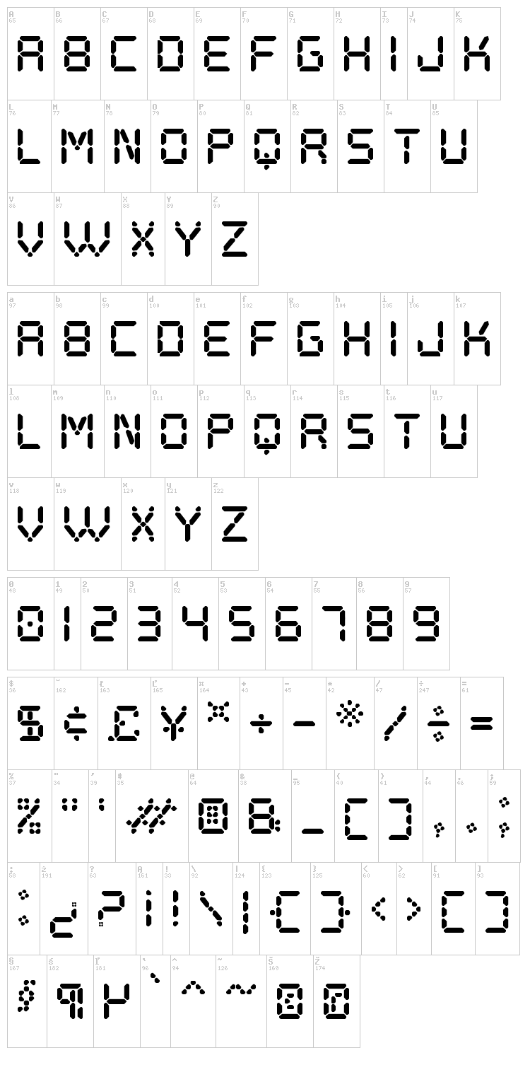 Digital Play St font map